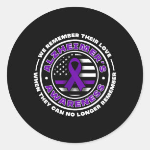 flag with purple ribbons for Alzheimers awareness Classic Round Sticker