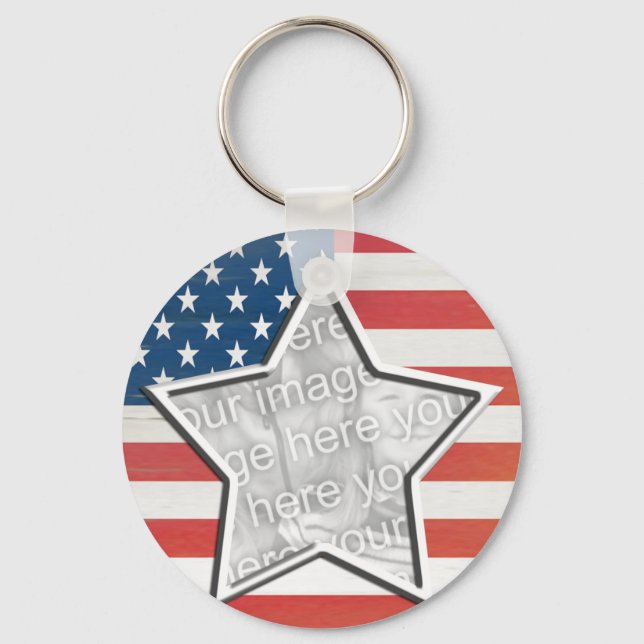 Flag with Star Key Ring (Front)