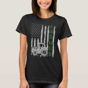 Flag with Tractor Patriotic Farmer N Farming Trac T-Shirt