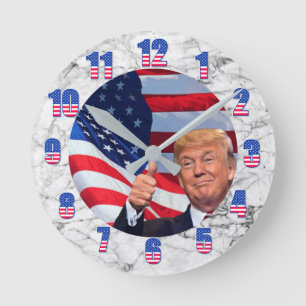 FLAG WITH TRUMP ROUND CLOCK