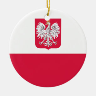 Flaga Polski - Polish Flag with Coat of Arms Ceramic Ornament
