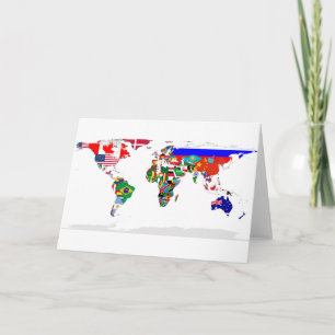 Flagged world greeting card