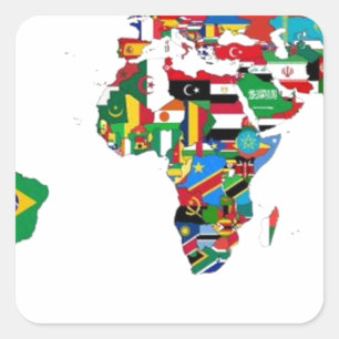Flagged World - Map of Flags of the World Square Sticker