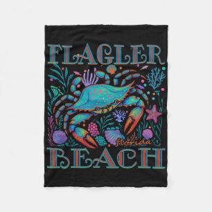 Flagler Beach Florida Blue Crab Summer Beach Vacat Fleece Blanket