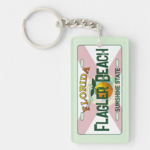 Flagler Beach Florida flag license plate keychain