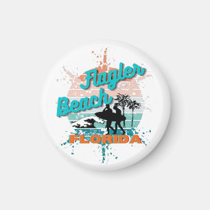 Flagler Beach Florida Vintage Retro Sunset Magnet