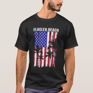 Flagler Beach - Patriotic American Flag Palm Trees T-Shirt
