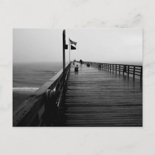 Flagler Beach Pier Black and White Photography Postcard