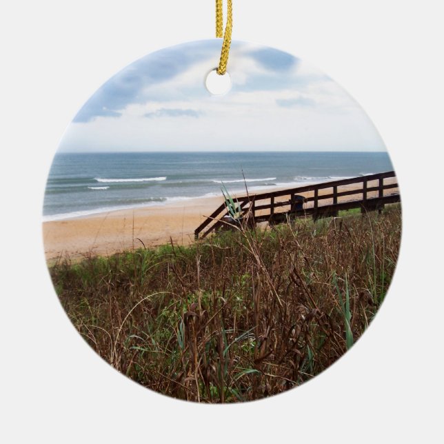 Flagler Beach Walkway Ceramic Tree Decoration (Front)