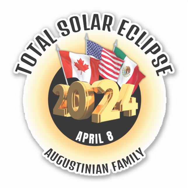 Flags 2024 TOTAL SOLAR ECLIPSE Family Sticker (Front)