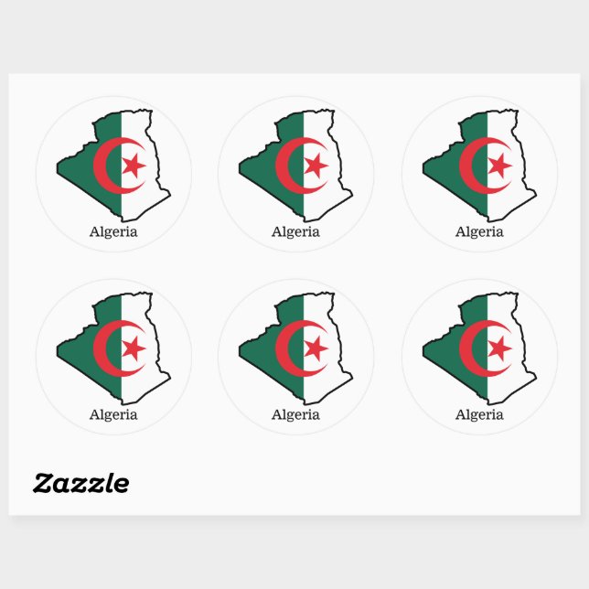 Flags and countries Algeria Classic Round Sticker (Sheet)