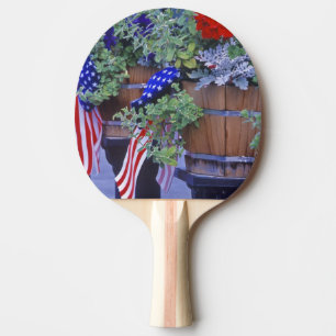 Flags and Flowers in Philipsburg Montana Ping Pong Paddle