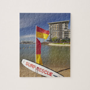 Flags and surf rescue board jigsaw puzzle