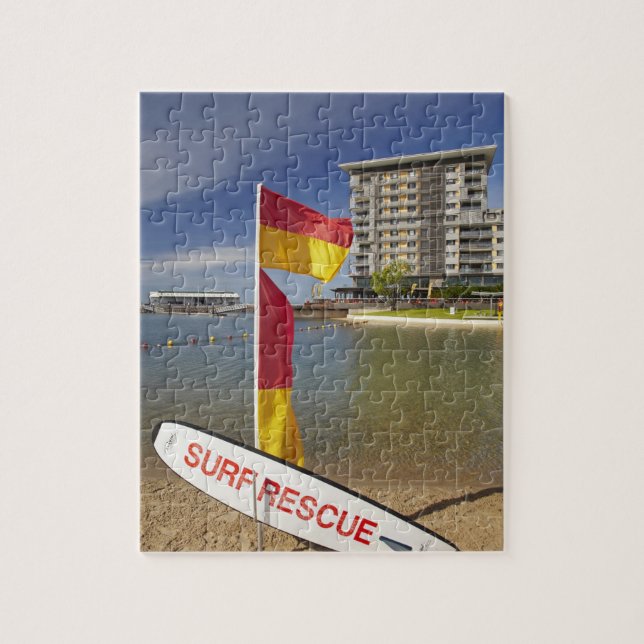 Flags and surf rescue board jigsaw puzzle (Vertical)