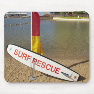 Flags and surf rescue board mouse pad