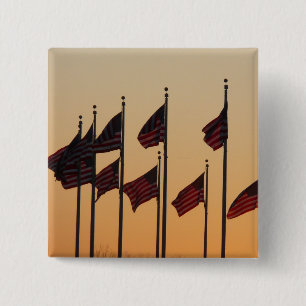 Flags at Sunset American Patriotic USA 15 Cm Square Badge