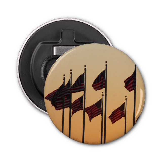 Flags at Sunset American Patriotic USA Bottle Opener (Front)