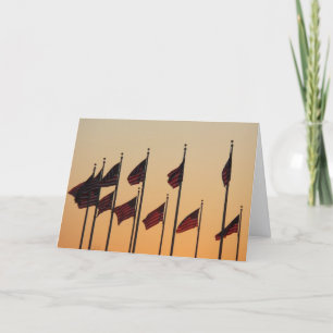Flags at Sunset American Patriotic USA Card