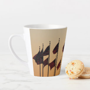 Flags at Sunset American Patriotic USA Latte Mug