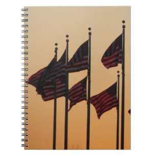Flags at Sunset American Patriotic USA Notebook