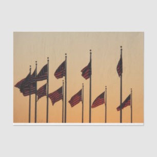 Flags at Sunset American Patriotic USA Tissue Paper