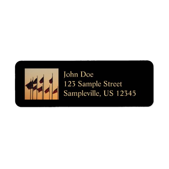 Flags at Sunset I American Patriotic USA Return Address Label