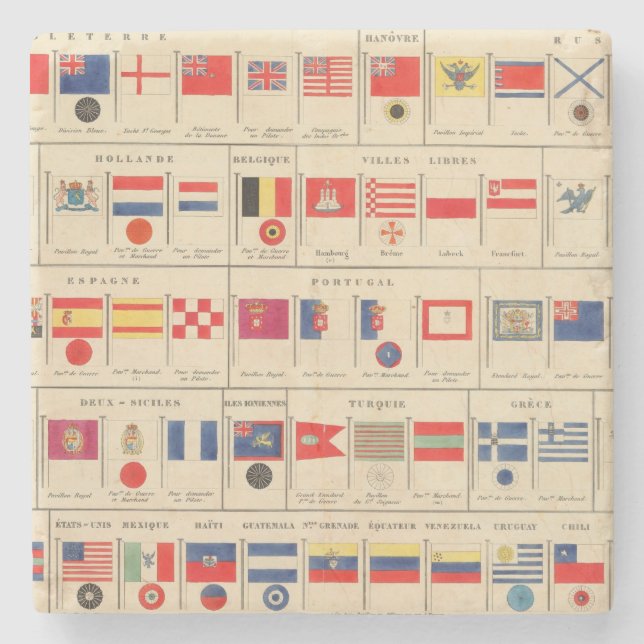 Flags, Badges Stone Coaster (Front)