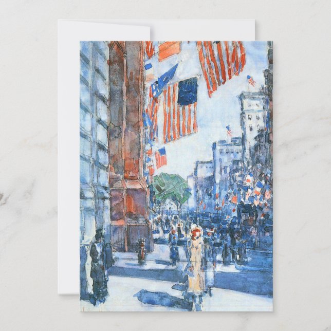 Flags Fifth Avenue by Childe Hassam, Vintage Art (Front)