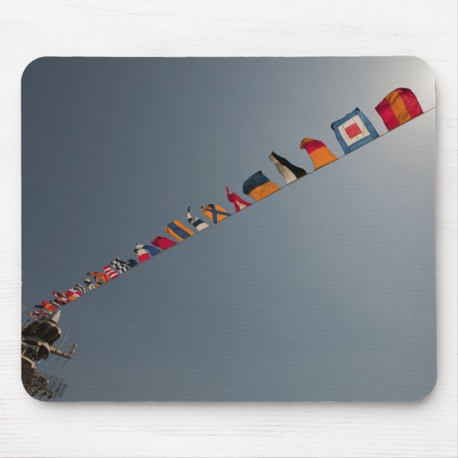 Flags fly over the deck of the USS Iwo Jima Mouse Pad (Front)