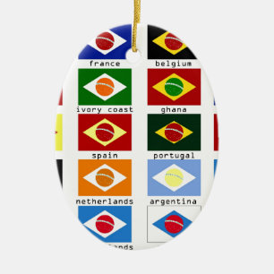 flags for the world cup in Brazil Ceramic Tree Decoration