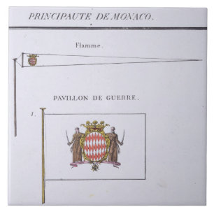 Flags from Monaco, from a French book of Flags, c. Ceramic Tile