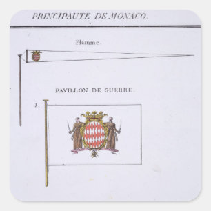 Flags from Monaco, from a French book of Flags, c. Square Sticker