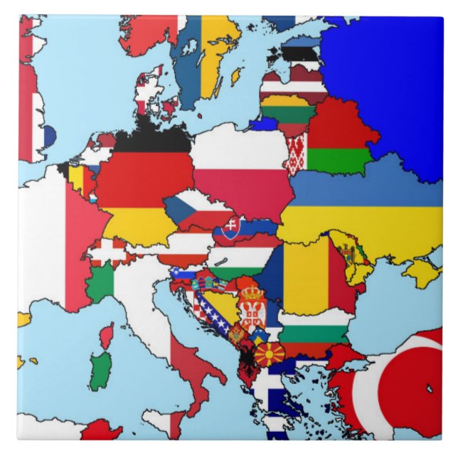 flags of Europe Ceramic Tile (Front)