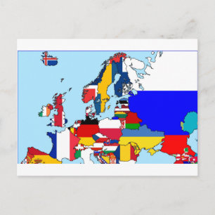 FLAGS OF EUROPE MAP POSTCARD