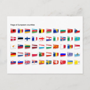 Flags of European country Postcard