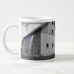 Flags of Our Farmers - Barn with American Flag Large Coffee Mug