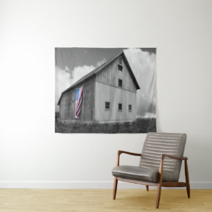 Flags of Our Farmers - Barn with American Flag Tapestry