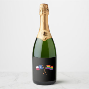 Flags of Pride Texas Design for proud LGBT+ Texans Sparkling Wine Label