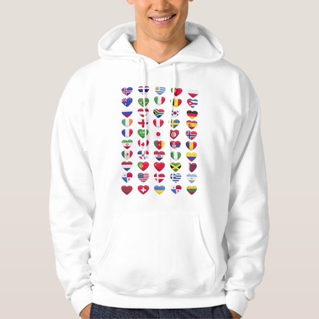 Flags of the countries heart shape hoodie (Front)