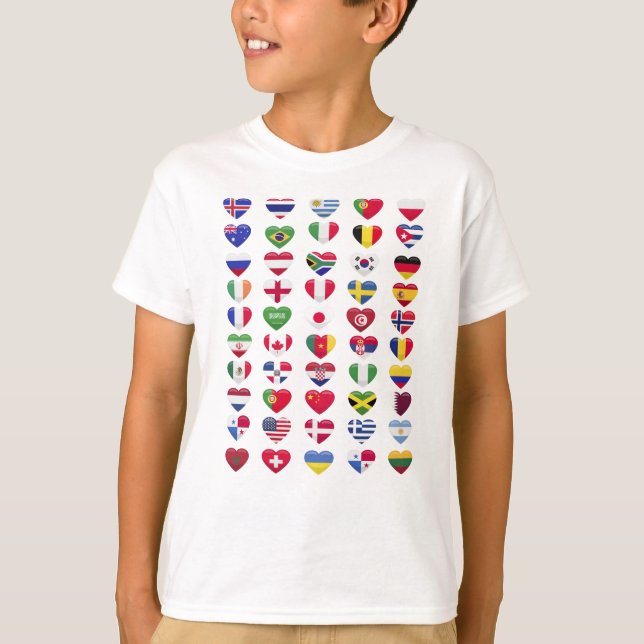 Flags of the countries heart shape T-Shirt (Front)