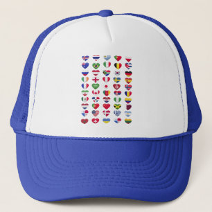 Flags of the countries heart shape trucker hat