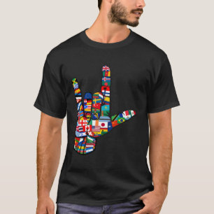 Flags Of The Countries Of The World Love Sign T-Shirt