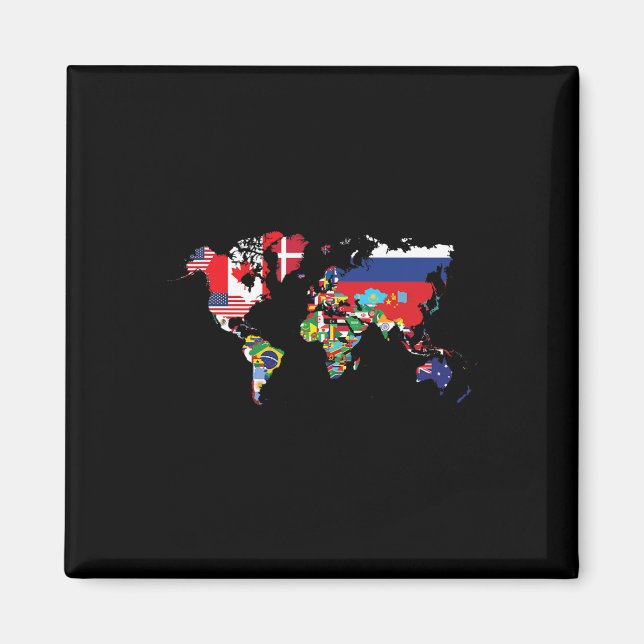 Flags Of The Countries Of The World Map Internatio Magnet (Front)