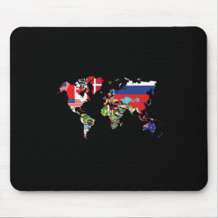 Flags Of The Countries Of The World Map Internatio Mouse Pad