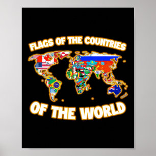 Flags Of The Countries Of The World Map Internatio Poster