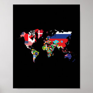 Flags Of The Countries Of The World Map Internatio Poster