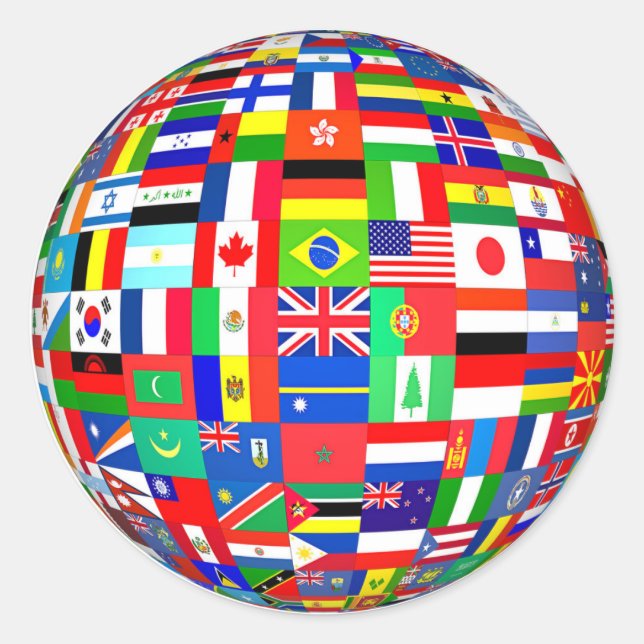 FLAGS OF THE GLOBE CLASSIC ROUND STICKER (Front)