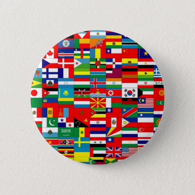 FLAGS OF THE WORLD 6 CM ROUND BADGE (Front)