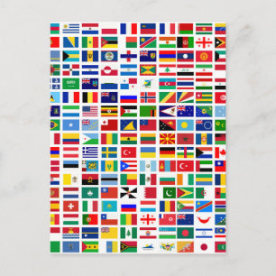 flags of the world against white postcard