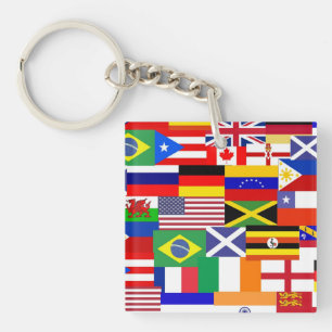 Flags of the world collage key ring